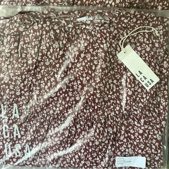 LACAUSA x Anthropologie Playa Mini Boho Flowy Dress in Cocoa Mushroom NWT - Picture 7 of 7